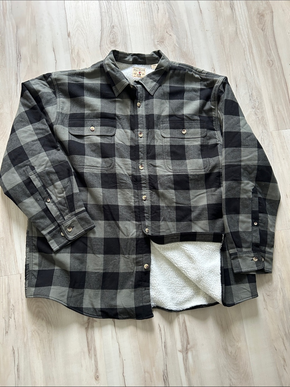RedHead Black & Gray Checked Sherpa-Lined Button-Down Shirt